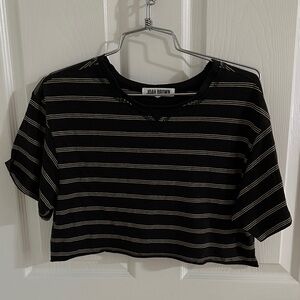Joah Brown Black and White Striped Crop Top
